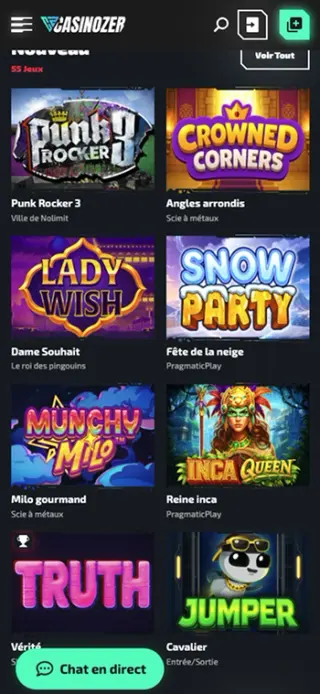 Application mobile Casinozer